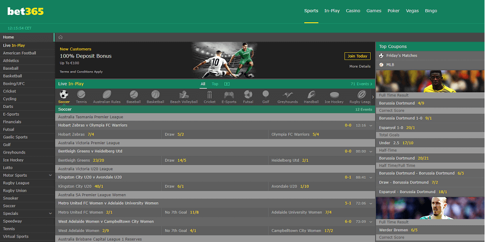 bet365 in-play betting overview