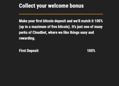 Cloudbet First Deposit Bonus