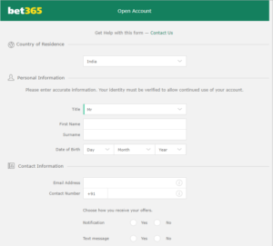 Bet365 Sign Up Step 2